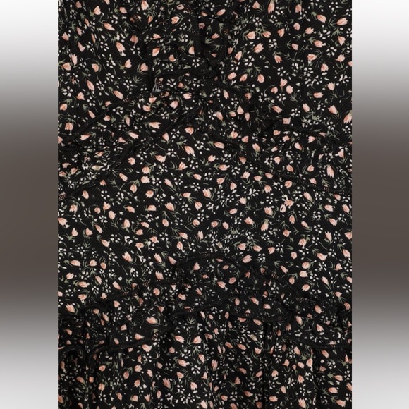 NWT Lulu’s Admire You Black Floral Print Ruffled Long Sleeve Mini Dress - Picture 5 of 9